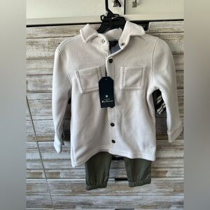 Ben Sherman Cream Textured Jacket, joggers and T- shirt set